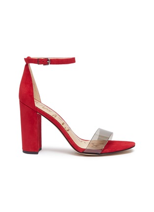 Main View - Click To Enlarge - SAM EDELMAN - 'Yaro' PVC band ankle strap suede sandals