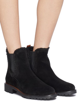 Figure View - Click To Enlarge - SAM EDELMAN - 'Jaclyn' shearling trim suede Chelsea boots