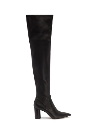Main View - Click To Enlarge - PEDDER RED - 'Hayden' thigh high panelled leather boots
