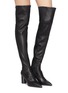 Figure View - Click To Enlarge - PEDDER RED - 'Hayden' thigh high panelled leather boots
