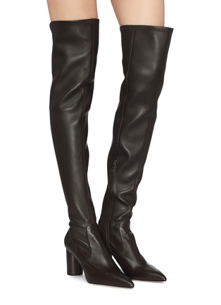 Figure View - Click To Enlarge - PEDDER RED - 'Hayden' thigh high panelled leather boots