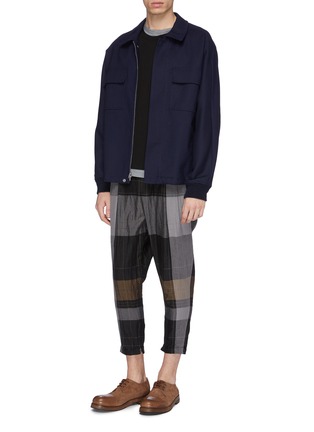Figure View - Click To Enlarge - THE VIRIDI-ANNE - Layered panel high-low cotton-silk long sleeve T-shirt