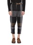 Main View - Click To Enlarge - THE VIRIDI-ANNE - Belted tartan plaid zip cuff pleated linen pants
