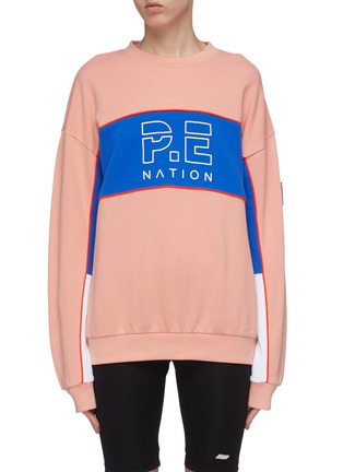Main View - Click To Enlarge - P.E NATION - 'Sonic' colourblock panel logo print sweatshirt