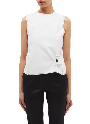Main View - Click To Enlarge - THOMAS PUTTICK - Cutout cross back button waist crepe sleeveless top
