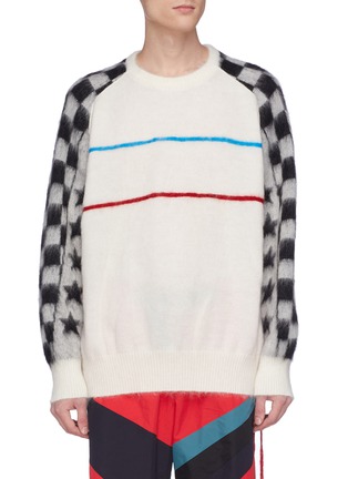 Main View - Click To Enlarge - 72951 - Star checkerboard sleeve stripe sweater