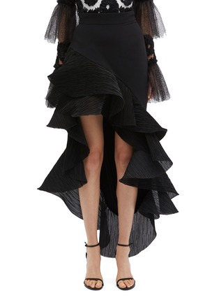 Main View - Click To Enlarge - MATICEVSKI - 'Palos' plissé pleated ruffle high-low skirt