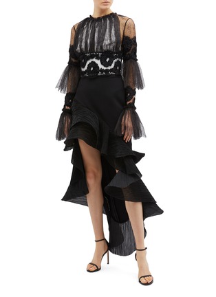 Figure View - Click To Enlarge - MATICEVSKI - 'Palos' plissé pleated ruffle high-low skirt