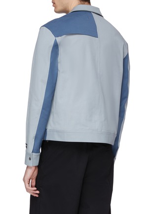 Back View - Click To Enlarge - THE WORLD IS YOUR OYSTER - Zip pocket colourblock panelled shirt jacket