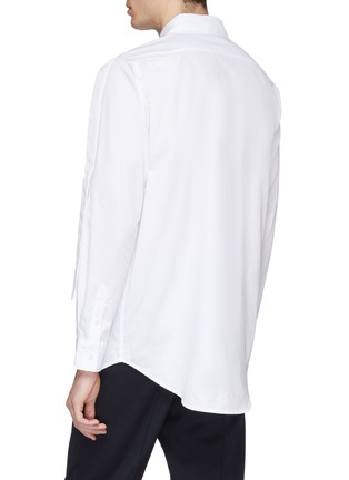 Back View - Click To Enlarge - THE WORLD IS YOUR OYSTER - Strap sleeve asymmetric hem shirt