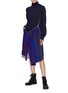 Figure View - Click To Enlarge - SACAI - Belted stripe patchwork melton skirt