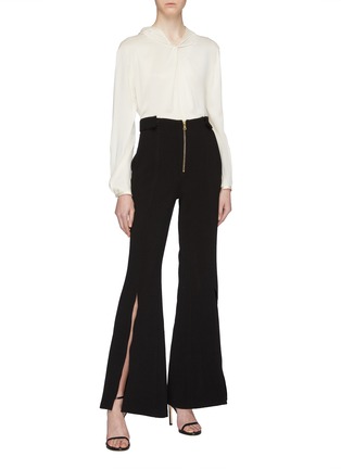 Figure View - Click To Enlarge - ELISSA MCGOWAN - 'Psyche' split front crepe flared pants