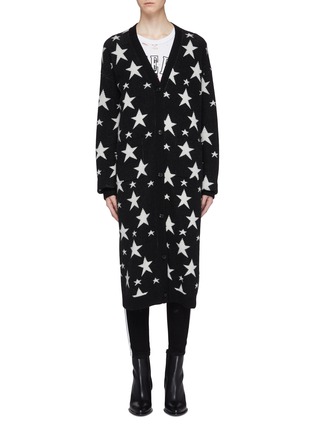 Main View - Click To Enlarge - AMIRI - Star intarsia cashmere long cardigan