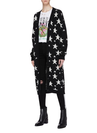 Figure View - Click To Enlarge - AMIRI - Star intarsia cashmere long cardigan