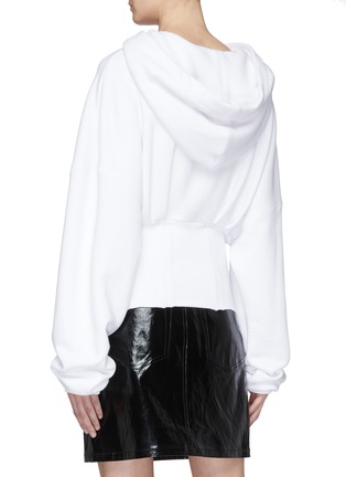 Back View - Click To Enlarge - AMIRI - Corset hem panel cropped oversized hoodie