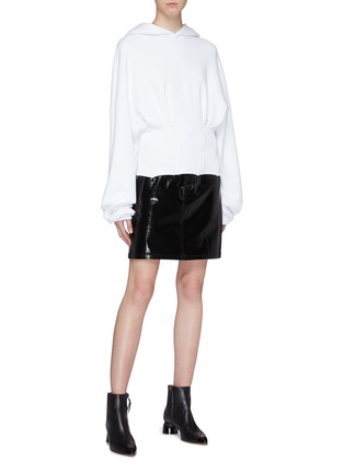 Figure View - Click To Enlarge - AMIRI - Corset hem panel cropped oversized hoodie