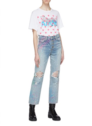 Figure View - Click To Enlarge - AMIRI - 'Graffiti' button front paint splatter ripped jeans