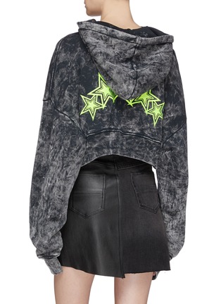 Back View - Click To Enlarge - AMIRI - Logo star embroidered cropped oversized hoodie