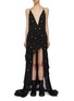 Main View - Click To Enlarge - AMIRI - Star embellished beaded tiered high-low silk chiffon dress