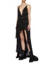 Figure View - Click To Enlarge - AMIRI - Star embellished beaded tiered high-low silk chiffon dress