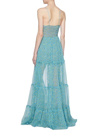 Back View - Click To Enlarge - AMIRI - Split front floral print tiered silk camisole dress