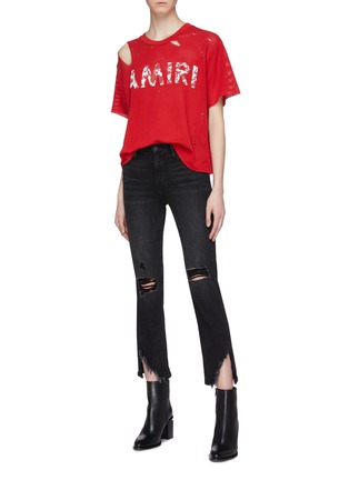 Figure View - Click To Enlarge - AMIRI - Logo graphic print distressed cropped T-shirt
