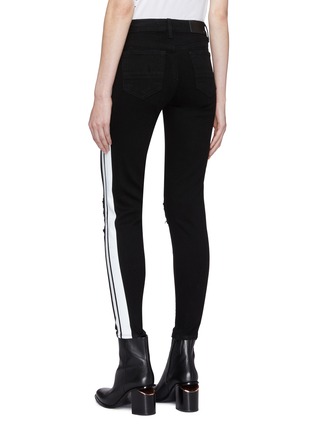 Back View - Click To Enlarge - AMIRI - 'Track' stripe outseam ripped jeans