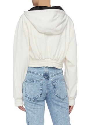Back View - Click To Enlarge - AMIRI - Cropped leather zip hoodie
