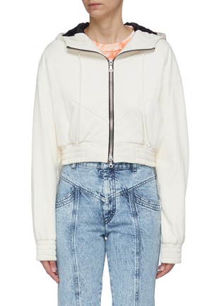 Main View - Click To Enlarge - AMIRI - Cropped leather zip hoodie