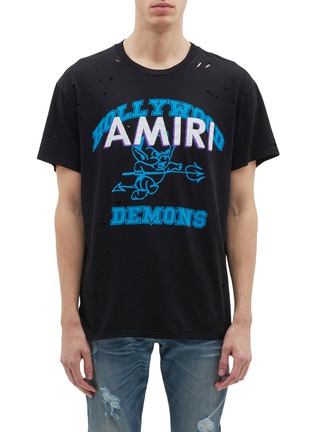 Main View - Click To Enlarge - AMIRI - 'Amiri Team' slogan graphic print distressed T-shirt