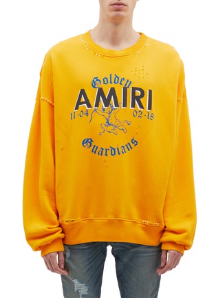 Main View - Click To Enlarge - AMIRI - 'Amiri Team' slogan graphic print distressed oversized sweatshirt