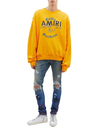 Figure View - Click To Enlarge - AMIRI - 'Amiri Team' slogan graphic print distressed oversized sweatshirt