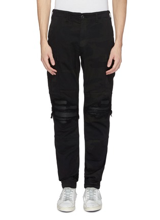 Main View - Click To Enlarge - AMIRI - 'MX1' pleated leather patch camouflage print jeans