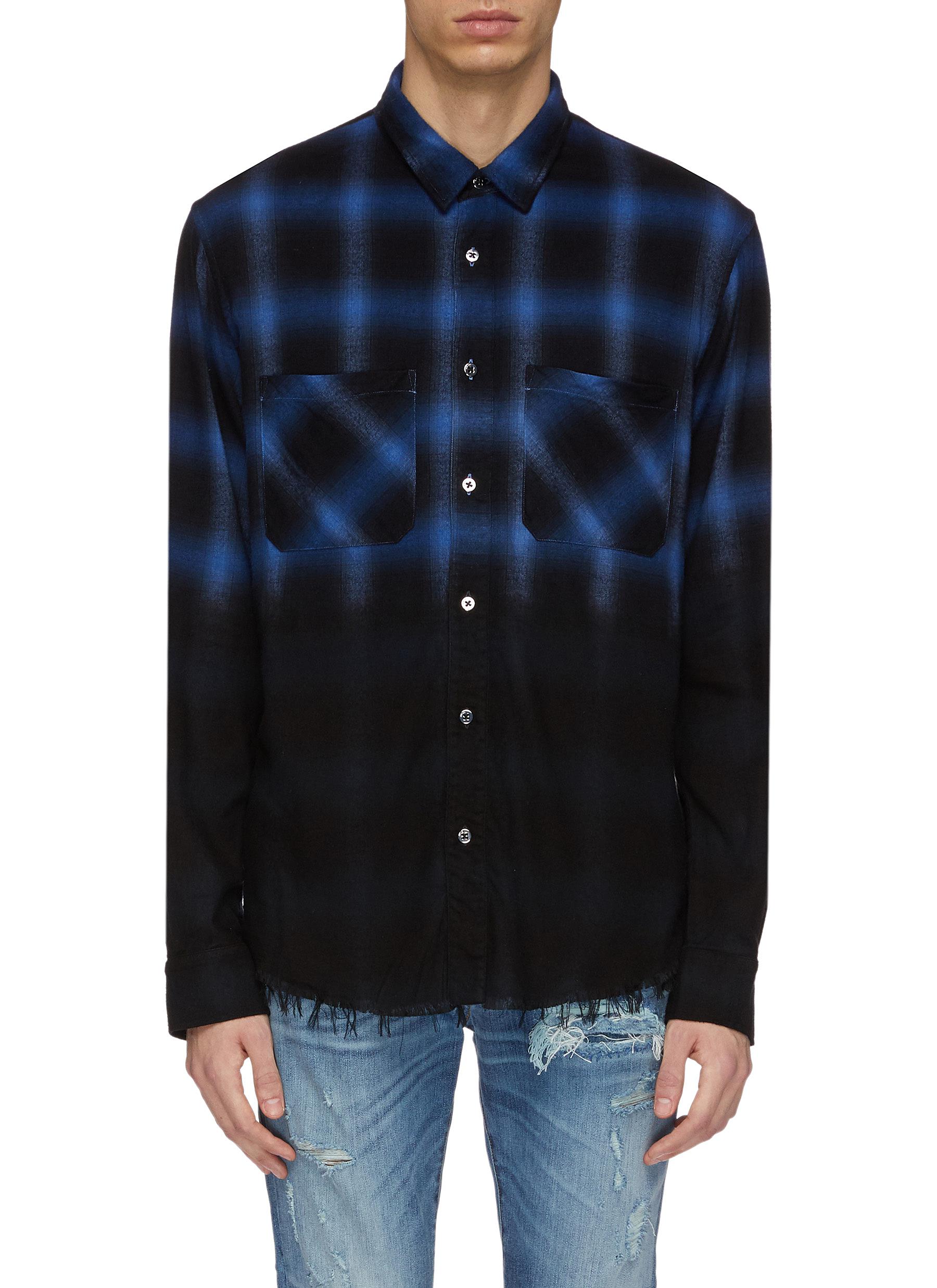 Windowpane Check Flannel Shirt | ModeSens