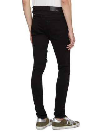 Back View - Click To Enlarge - AMIRI - 'Sequin Zebra' patch ripped skinny jeans