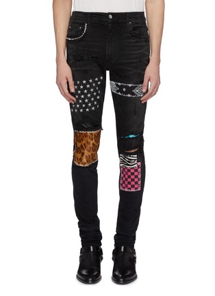 Main View - Click To Enlarge - AMIRI - 'Art Patch' ripped skinny jeans