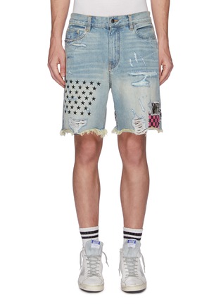 Main View - Click To Enlarge - AMIRI - 'Art Patch' ripped denim shorts