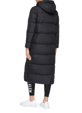 Back View - Click To Enlarge - CALVIN KLEIN PERFORMANCE - Logo print hooded long down puffer jacket
