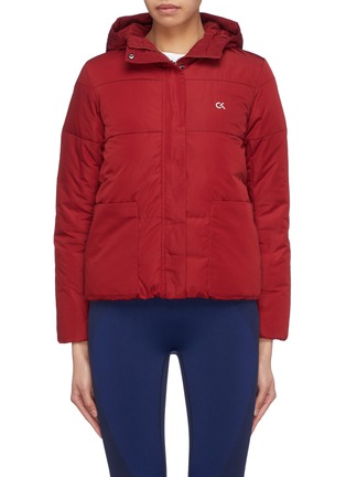 Main View - Click To Enlarge - CALVIN KLEIN PERFORMANCE - Logo print hooded down puffer jacket