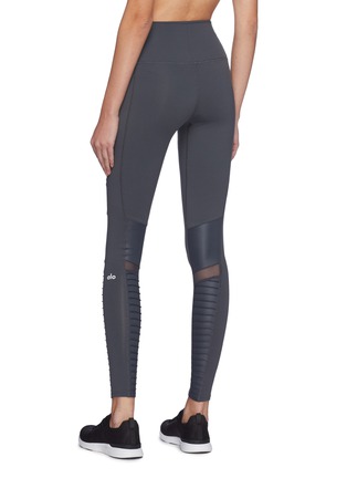 Back View - Click To Enlarge - ALO YOGA - 'High-Waist Moto' ribbed panel performance leggings