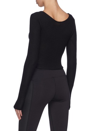 Back View - Click To Enlarge - ALO YOGA - 'Amelia Luxe' reversible cross front cropped knit top