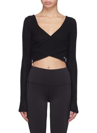Main View - Click To Enlarge - ALO YOGA - 'Amelia Luxe' reversible cross front cropped knit top