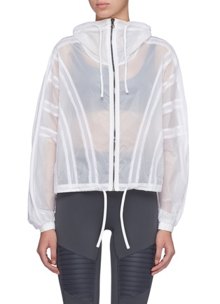 Main View - Click To Enlarge - ALO YOGA - 'Stitch' mesh panel oversized seersucker jacket