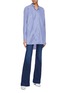 Figure View - Click To Enlarge - VALENTINO GARAVANI - Sash Mandarin collar stripe shirt