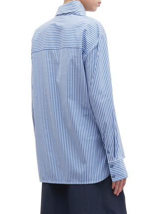 Back View - Click To Enlarge - TIBI - 'Kaia' buckled sash collar stripe shirt