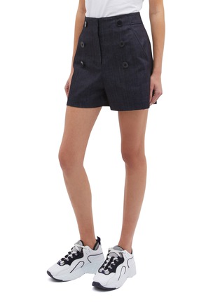 Front View - Click To Enlarge - TIBI - Detachable quilted panel denim skort