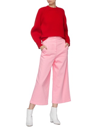 Figure View - Click To Enlarge - TIBI - Garment dyed denim culottes