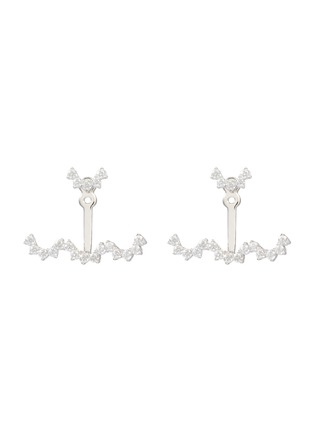 Main View - Click To Enlarge - HEFANG - 'Lace' cubic zirconia silver detachable drop earrings