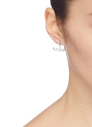 Figure View - Click To Enlarge - HEFANG - 'Lace' cubic zirconia silver detachable drop earrings
