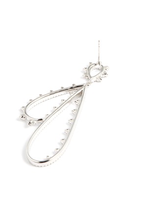 Detail View - Click To Enlarge - HEFANG - 'Feather' cubic zirconia silver drop earrings